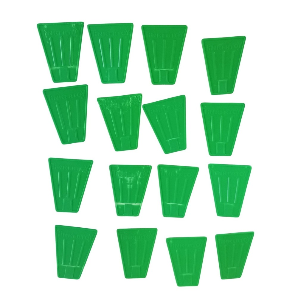 Tinkertoy Green Plastic Flag Connector Replacement Parts Lot of 16 Building Toy